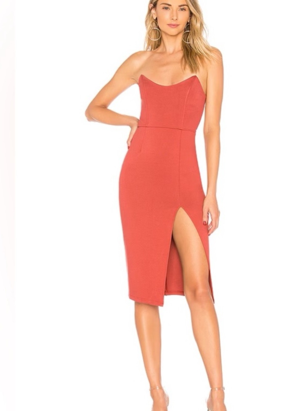 Superdown Zarah Strapless Midi Dress Dusty Rose XS